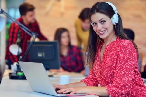 Young professionals work in modern office.Project manager team discussing. Stock Photos