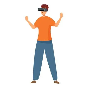 Young programmer is experiencing virtual reality using a vr headset Illustrazione stock