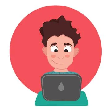 Young programmer man character coding on notebook or having romantic chart in 스톡 일러스트