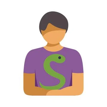 Young programmer wearing a purple t shirt with a green snake on it Stock-Illustration