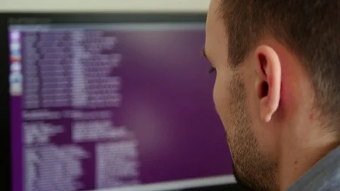 Young programmer working on a code Stock Footage 73094355
