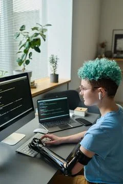Young programmer working with computer codes Stock Photos