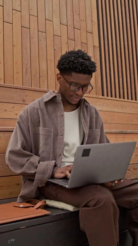 Young Programmer Working Outside Stock-Footage 320012916