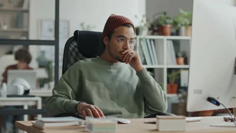 Young Programmer Working with Program on Computer Stock Footage 232001695