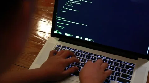 Young Programmer Writing Code on Laptop Stock Video Stock-Footage 46565982
