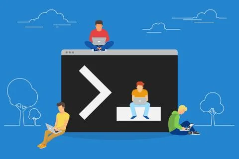 Young programmers coding a new project 스톡 일러스트