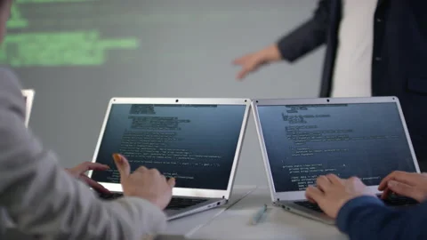Young Programmers During IT Lesson Stock Footage 141981791
