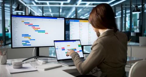 Young Project Manager Uses Software Tools To Organize Schedules And Tasks Eff Stock Photos