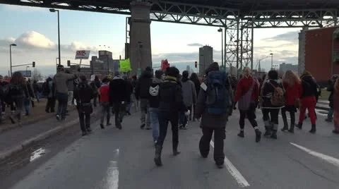 Young Protester March Demonstrating Stock Footage 10835988