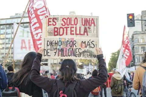 Young protesters during the Global Climate Strike in Buenos Aires, Argentina Stock Photos