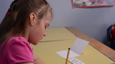 Young Pupil Learning To Write Stock Footage 40452380
