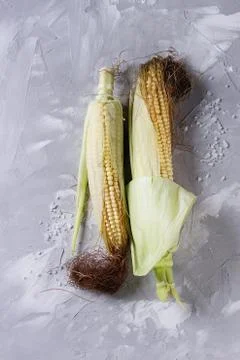 Young raw corn cobs Stock Photos