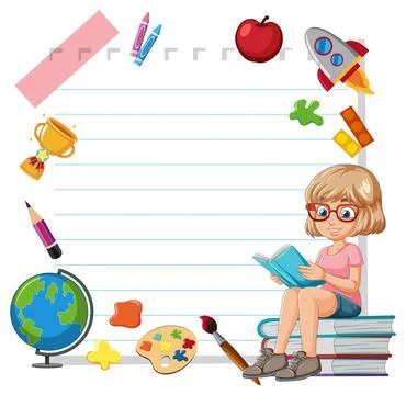 Young Reader's Creative Learning Space Stock Illustration