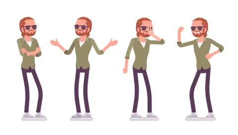 Young red-haired man in negative emotions Stock Illustration