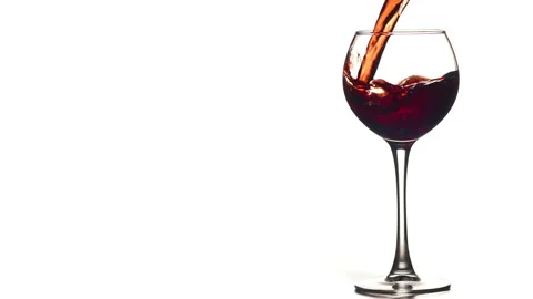 Young red or rose wine pouring into glass white background. Right side Stock Footage 143692645