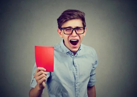 Young referee showing a red card Stock Photos