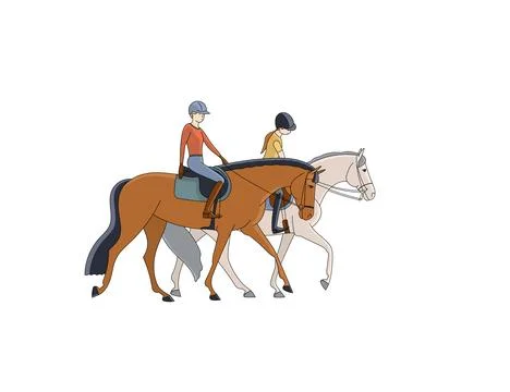 Young riders during equestrian training Stock Illustration