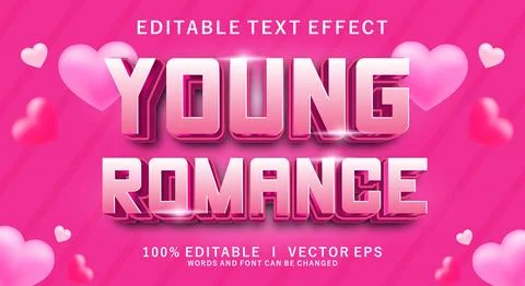 Young romance 3d vector text effect with modern style design Stock Illustration