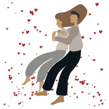 Young romantic couple hugging. Stock Illustration