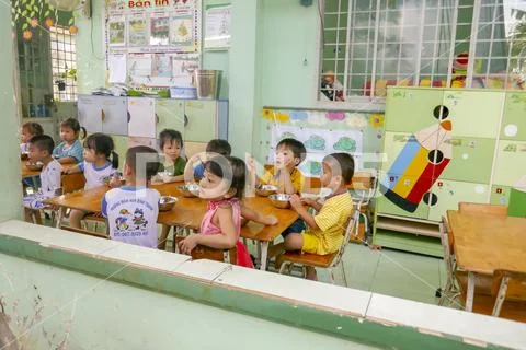 Young school kids at school in rural Vietnam Stock Photos