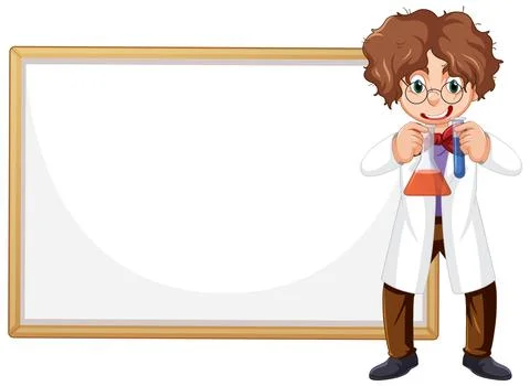 Young Scientist with Blank Presentation Board Stock Illustration