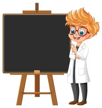 Young Scientist with Chalkboard イラスト素材
