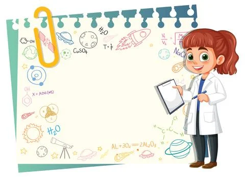 Young Scientist with Chemistry Elements 스톡 일러스트