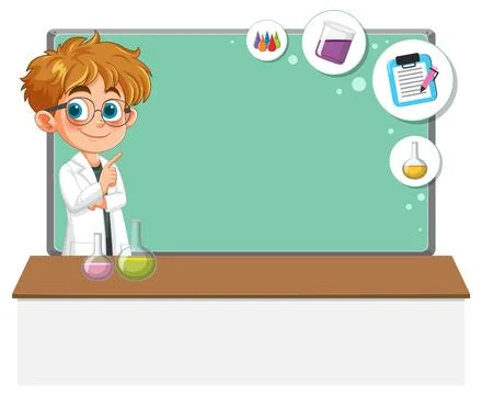 Young Scientist in a Classroom Setting Stock Illustration