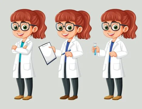 Young Scientist in Lab Coat Stock Illustration