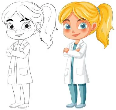 Young Scientist in Lab Coat Stock Illustration