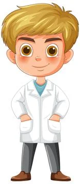 Young Scientist in Lab Coat Stock Illustration