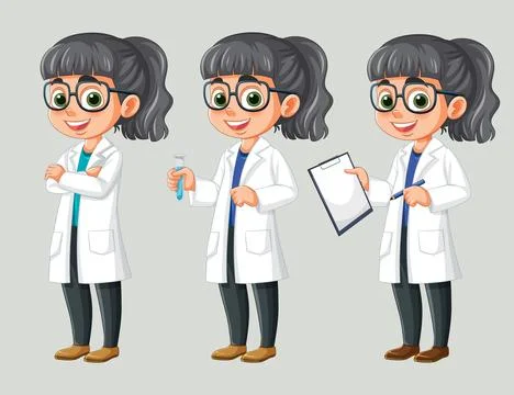 Young Scientist in Lab Coat Illustration Stock Illustration