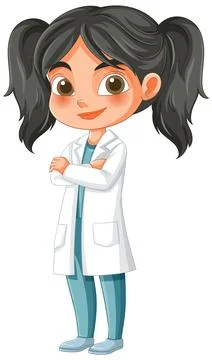 Young Scientist in Lab Coat Illustration Illustrazione stock