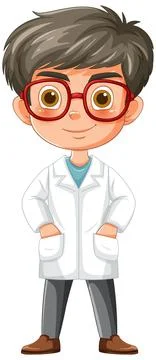 Young Scientist in Lab Coat Illustration Stock Illustration