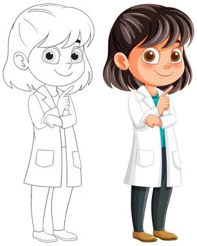 Young Scientist in Lab Coat Illustration Stock Illustration