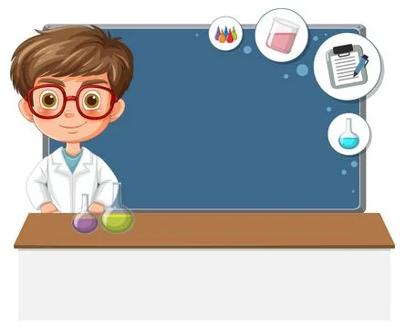 Young Scientist in a Laboratory Setting Stock Illustration