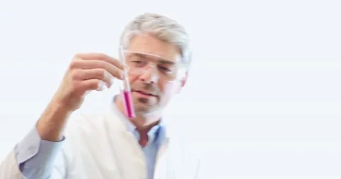 A young scientist shows a thumb down for the water hardness test 스톡 동영상 48971036