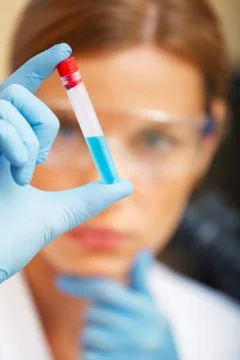 Young scientist working with samples in lab. Foto stock