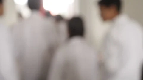 Young scientists coming of the laboratory. Stock-Footage 113691832