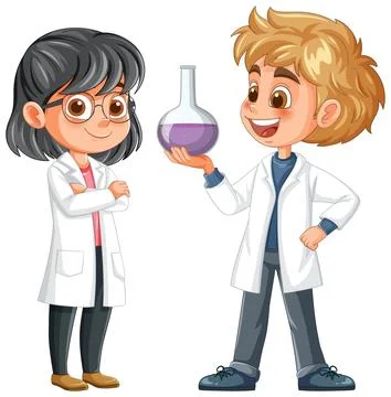 Young Scientists in a Laboratory Stock Illustration