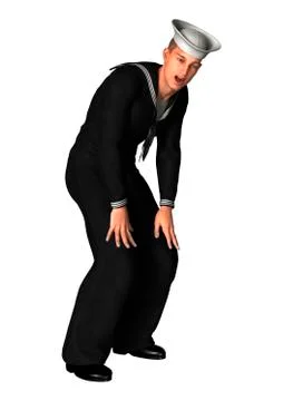 Young Seaman on White Stock Illustration