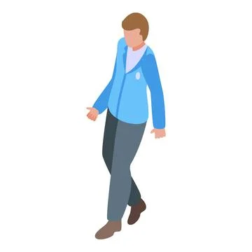 Young security guard is walking with his hands behind his back Stock Illustration