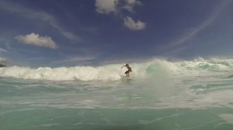 Young serfer rides ocean wave Stock Footage 61204724