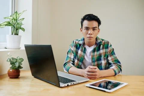 Young serious It student Stock Photos