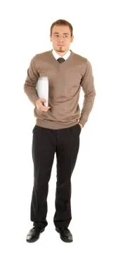 Young serious men with documents Stock Photos