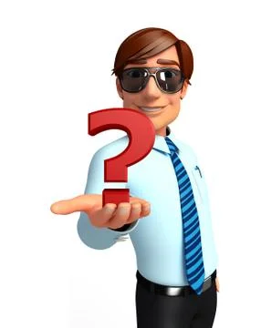 Young service man with question mark Stock Illustration