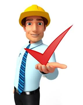 Young service man with right sign Stock Illustration