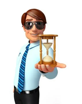 Young service man with sand clock Stock Illustration