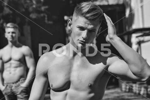 Young sexi twin brothers Stock Photos