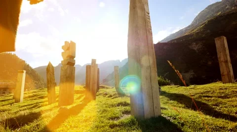Young shaman man doing mediation recreation activity outdoors at sunset sky Stock Footage 64800907